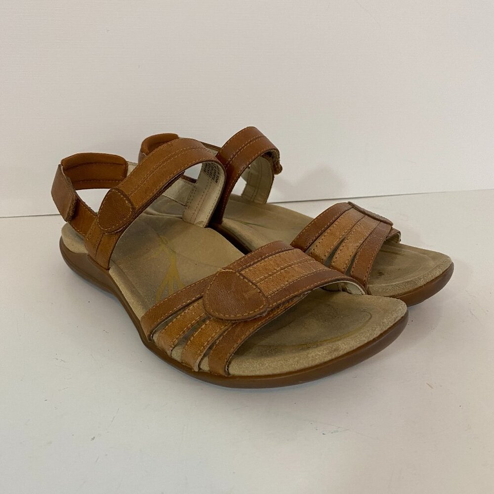 Abeo Bio System Brynn Sandals Brown Leather Open Toe Womens US6